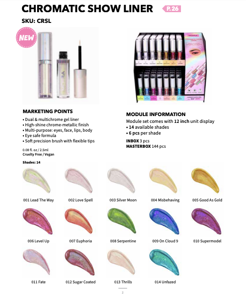 **** PRE ORDEN *** CHROMATIC SHOW LINER DISPLAY | MOIRA COSMETICS