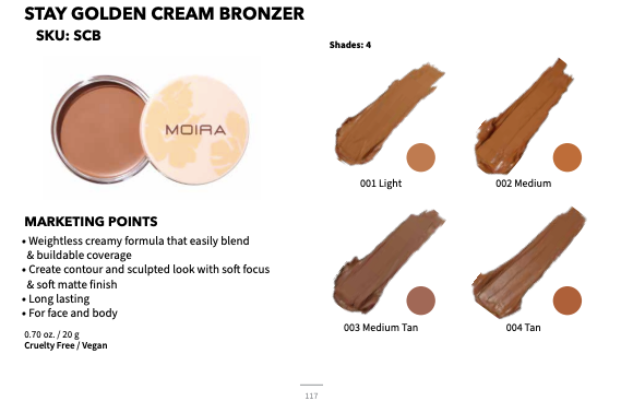 *** PRE ORDEN *** STAY GOLDEN CREAM BRONZERDISPLAY | MOIRA COSMETICS