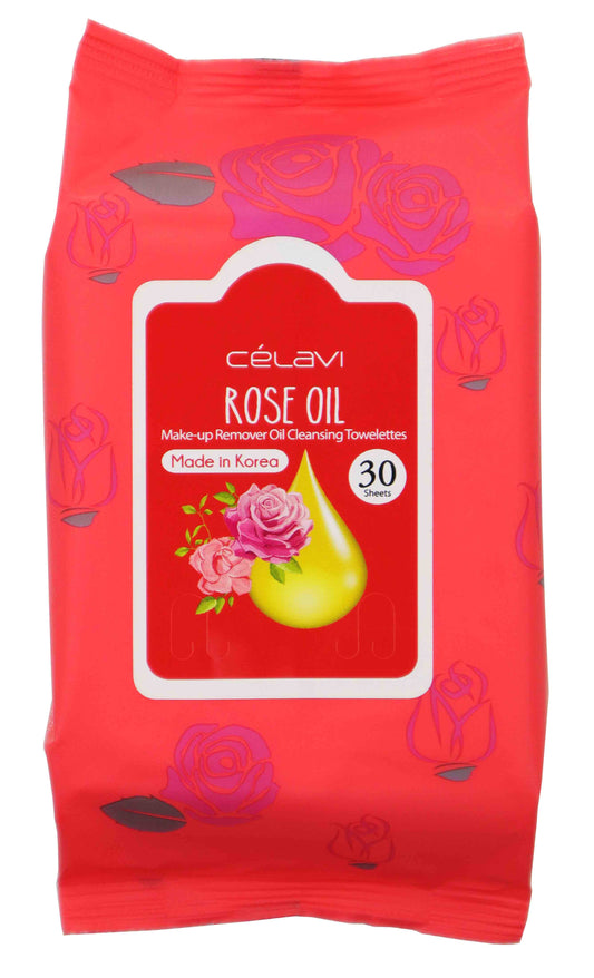 ROSE OIL CLEANSING WIPES - 6 PC -CELAVI