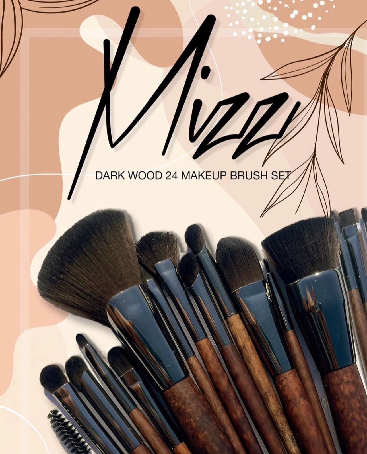 Dark Wood Set Brochas Mizz Brushes 24 Piezas | Mizz Brushes