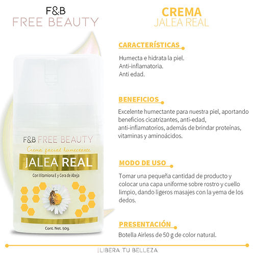 CREMA JALEA REAL - FREE AND BEAUTY - Compra Maquillaje y Artículos de Belleza | Belle Queen Cosmetics