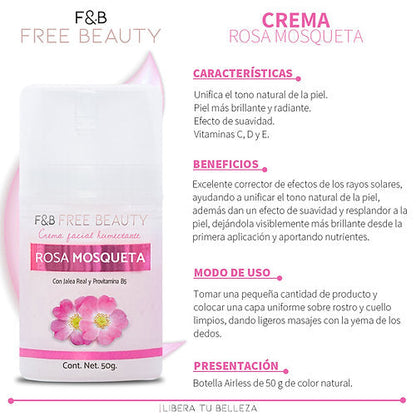 CREMA ROSA MOSQUETA - FREE AND BEAUTY - Compra Maquillaje y Artículos de Belleza | Belle Queen Cosmetics