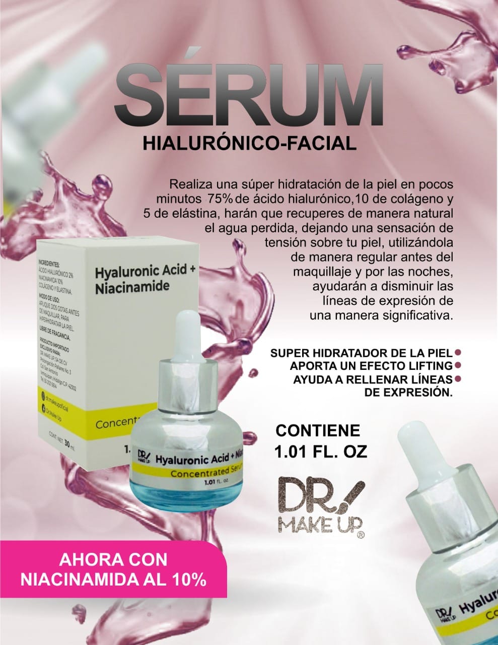 Serum Hyaluronic Acid + Niacinamide - DR MAKEUP - Compra Maquillaje y Artículos de Belleza | Belle Queen Cosmetics